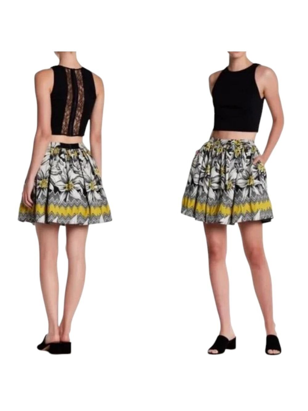 Alice + Olivia Tania Jacquard Pleated Pouf Skirt